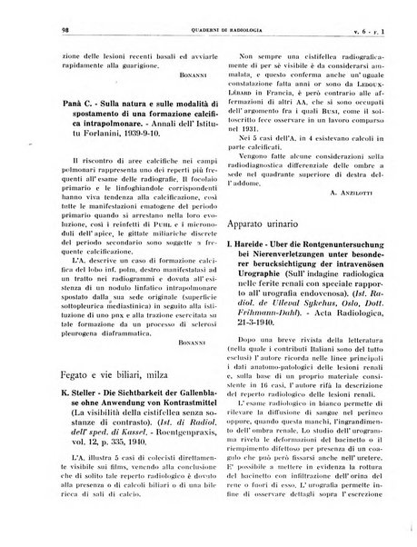 Quaderni di radiologia rivista di collaborazione clinico-radiologica fondata da M. Lapenna