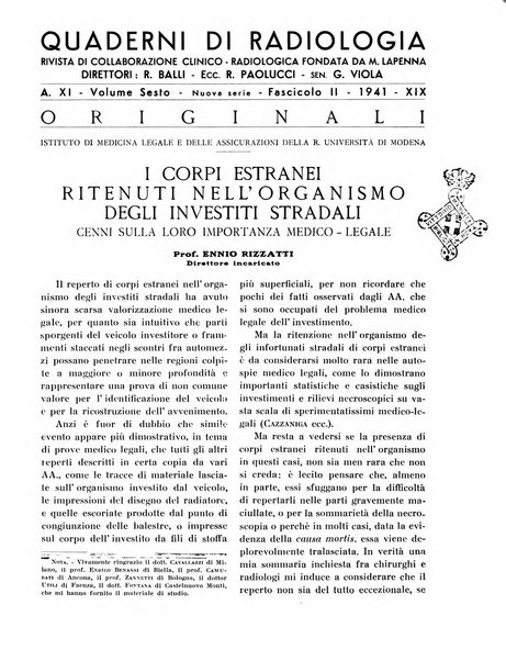 Quaderni di radiologia rivista di collaborazione clinico-radiologica fondata da M. Lapenna