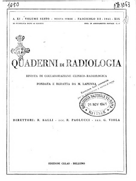 Quaderni di radiologia rivista di collaborazione clinico-radiologica fondata da M. Lapenna