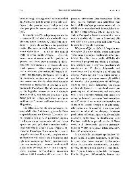 Quaderni di radiologia rivista di collaborazione clinico-radiologica fondata da M. Lapenna