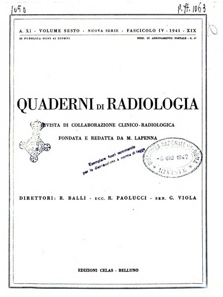 Quaderni di radiologia rivista di collaborazione clinico-radiologica fondata da M. Lapenna