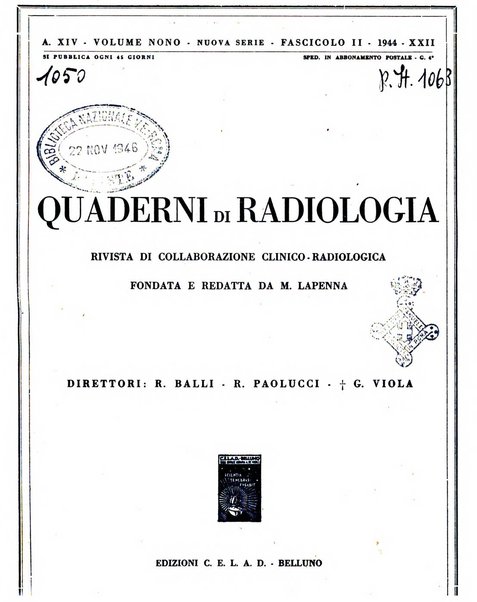 Quaderni di radiologia rivista di collaborazione clinico-radiologica fondata da M. Lapenna