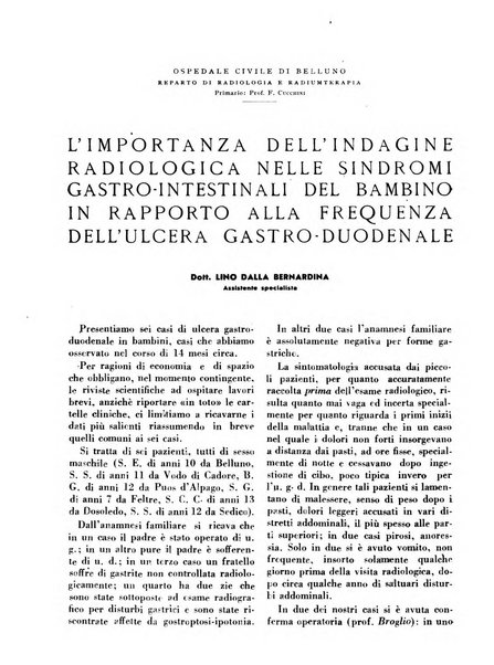 Quaderni di radiologia rivista di collaborazione clinico-radiologica fondata da M. Lapenna