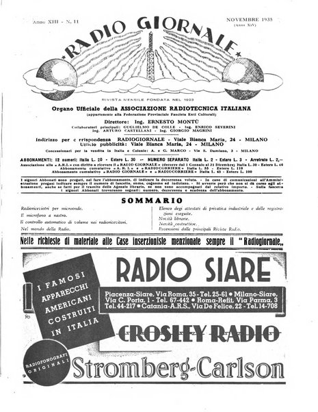 Radio giornale rivista mensile per dilettanti di radio