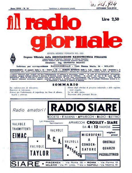 Radio giornale rivista mensile per dilettanti di radio