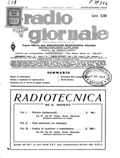 Radio giornale rivista mensile per dilettanti di radio