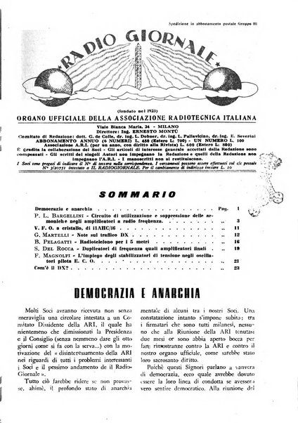 Radio giornale rivista mensile per dilettanti di radio