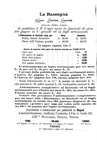 La rassegna agraria, industriale, commerciale, letteraria, politica, artistica