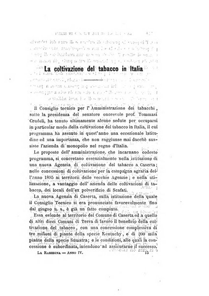 La rassegna agraria, industriale, commerciale, letteraria, politica, artistica