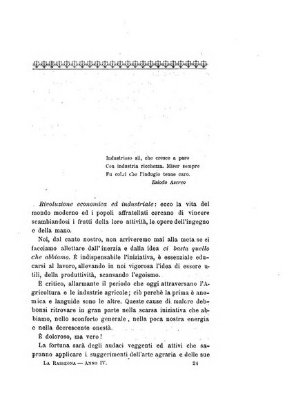 La rassegna agraria, industriale, commerciale, letteraria, politica, artistica