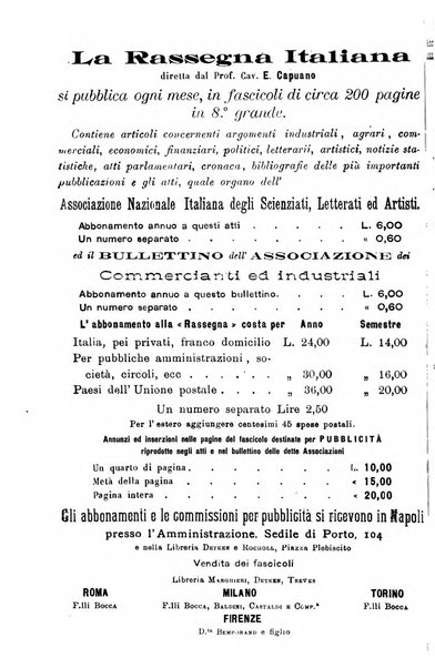 La rassegna agraria, industriale, commerciale, letteraria, politica, artistica