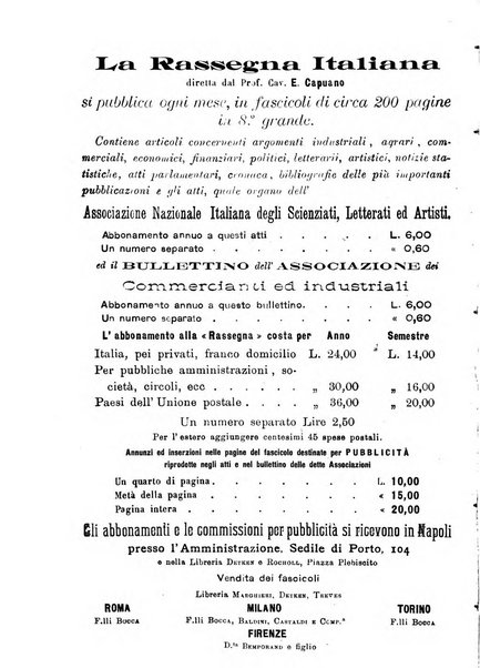 La rassegna agraria, industriale, commerciale, letteraria, politica, artistica