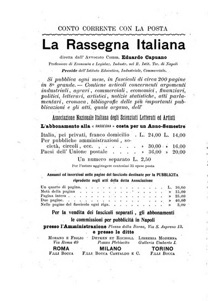 La rassegna agraria, industriale, commerciale, letteraria, politica, artistica