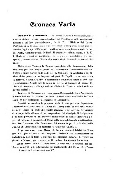 La rassegna agraria, industriale, commerciale, letteraria, politica, artistica