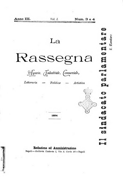 La rassegna agraria, industriale, commerciale, letteraria, politica, artistica