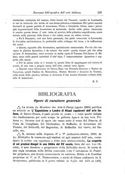 Rassegna bibliografica dell'arte italiana