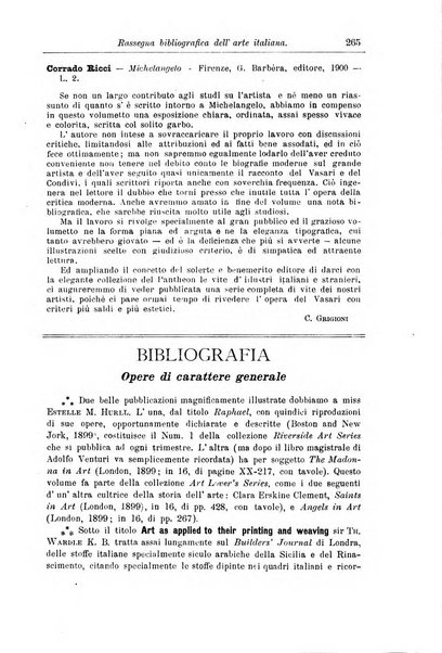 Rassegna bibliografica dell'arte italiana