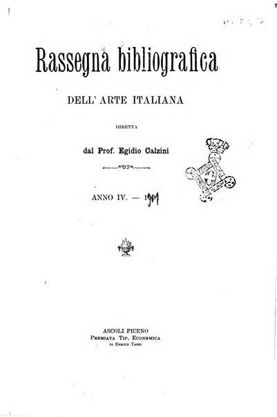 Rassegna bibliografica dell'arte italiana