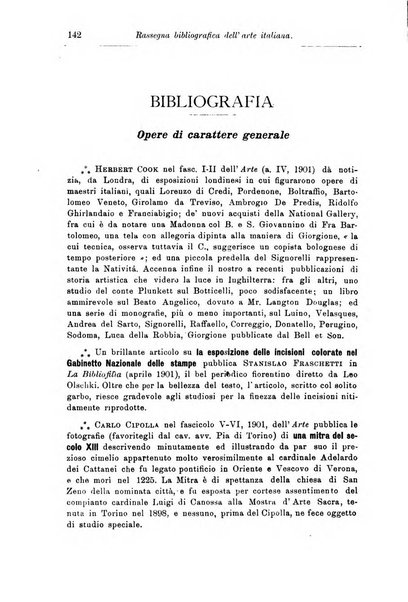 Rassegna bibliografica dell'arte italiana