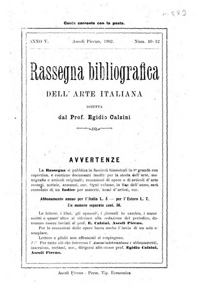 Rassegna bibliografica dell'arte italiana