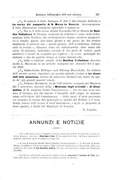 Rassegna bibliografica dell'arte italiana