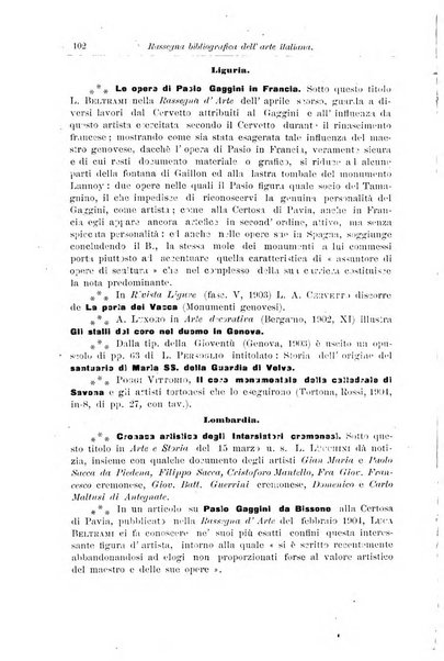 Rassegna bibliografica dell'arte italiana