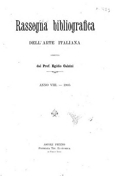 Rassegna bibliografica dell'arte italiana