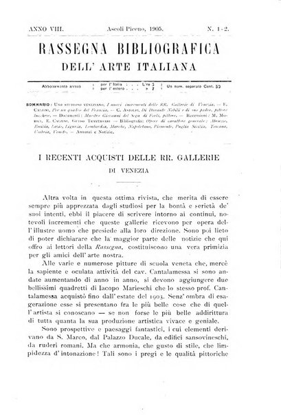 Rassegna bibliografica dell'arte italiana