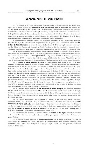 Rassegna bibliografica dell'arte italiana