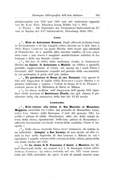 Rassegna bibliografica dell'arte italiana