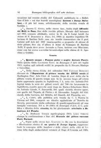 Rassegna bibliografica dell'arte italiana