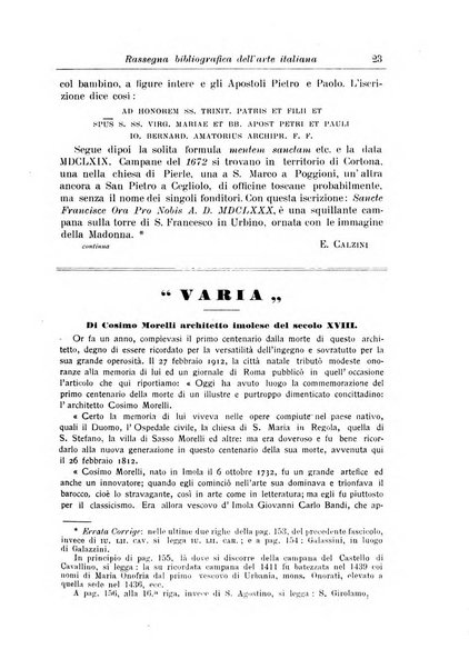 Rassegna bibliografica dell'arte italiana