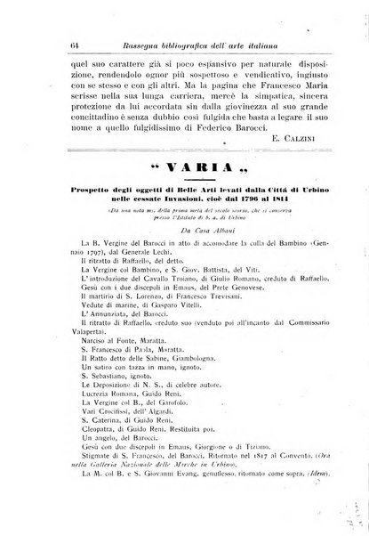 Rassegna bibliografica dell'arte italiana