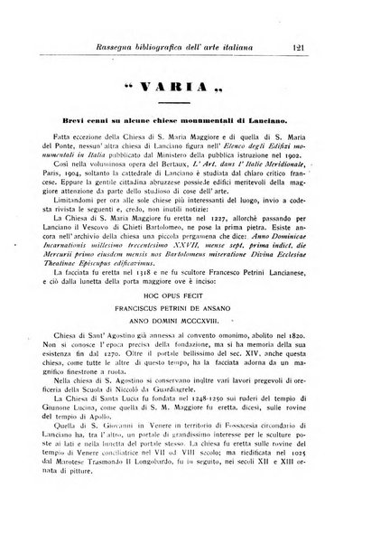 Rassegna bibliografica dell'arte italiana