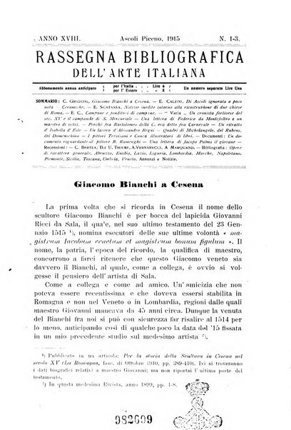 Rassegna bibliografica dell'arte italiana