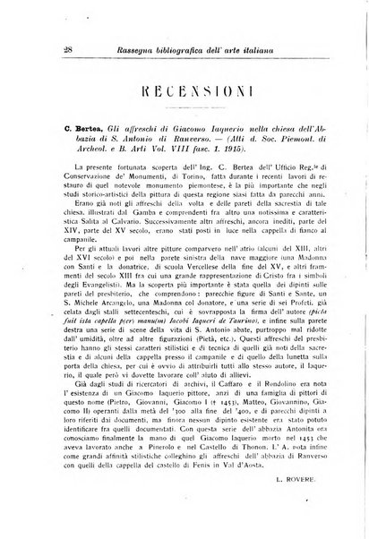 Rassegna bibliografica dell'arte italiana