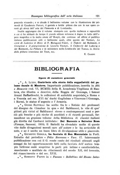 Rassegna bibliografica dell'arte italiana