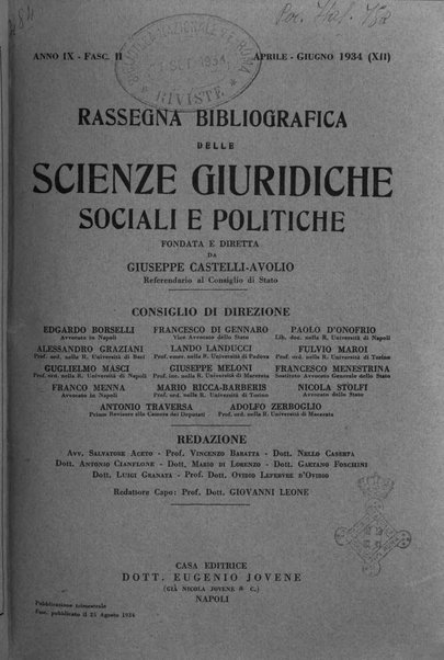 Rassegna bibliografica delle scienze giuridiche, sociali e politiche