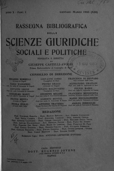 Rassegna bibliografica delle scienze giuridiche, sociali e politiche