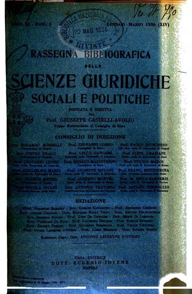 Rassegna bibliografica delle scienze giuridiche, sociali e politiche