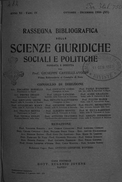 Rassegna bibliografica delle scienze giuridiche, sociali e politiche