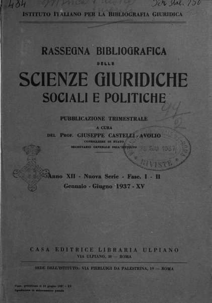 Rassegna bibliografica delle scienze giuridiche, sociali e politiche