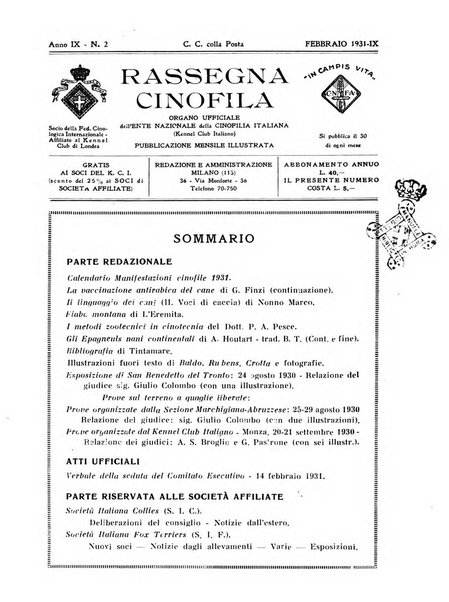 Rassegna cinofila organo ufficiale dell'Ente nazionale della cinofilia italiana