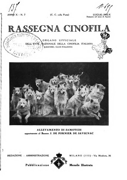 Rassegna cinofila organo ufficiale dell'Ente nazionale della cinofilia italiana