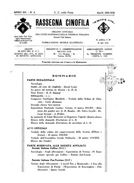 Rassegna cinofila organo ufficiale dell'Ente nazionale della cinofilia italiana