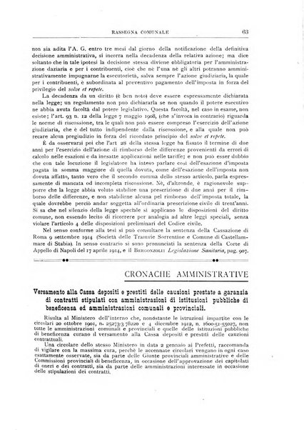 Rassegna comunale studi, legislazione, giurisprudenza, cronache con speciale riguardo ai poteri doi polizia ed ai servizi pubblici