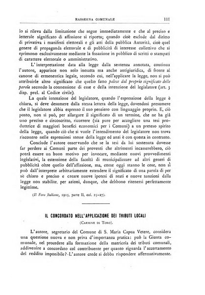 Rassegna comunale studi, legislazione, giurisprudenza, cronache con speciale riguardo ai poteri doi polizia ed ai servizi pubblici