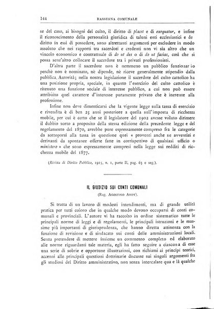 Rassegna comunale studi, legislazione, giurisprudenza, cronache con speciale riguardo ai poteri doi polizia ed ai servizi pubblici