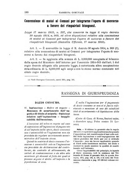 Rassegna comunale studi, legislazione, giurisprudenza, cronache con speciale riguardo ai poteri doi polizia ed ai servizi pubblici