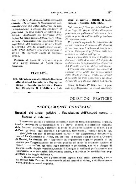 Rassegna comunale studi, legislazione, giurisprudenza, cronache con speciale riguardo ai poteri doi polizia ed ai servizi pubblici